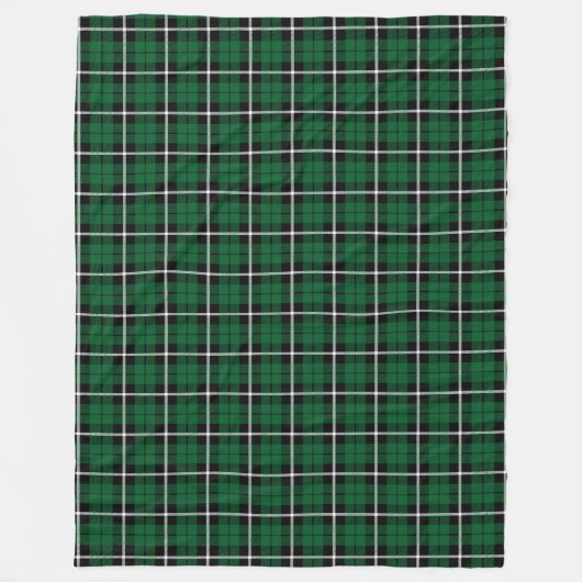 Kelly-groene witte stipe tartan fleece deken (Voorkant)