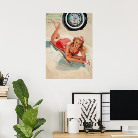 Kelly Meisje Op Een Strand Meisje Pinup Poster (Thuiskantoor)