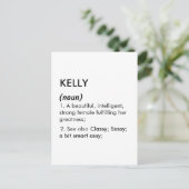Kelly naam, Bewerkbare naam, Aangepaste naam Briefkaart (Staand voorkant)