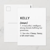 Kelly naam, Bewerkbare naam, Aangepaste naam Briefkaart (Voorkant / Achterkant)