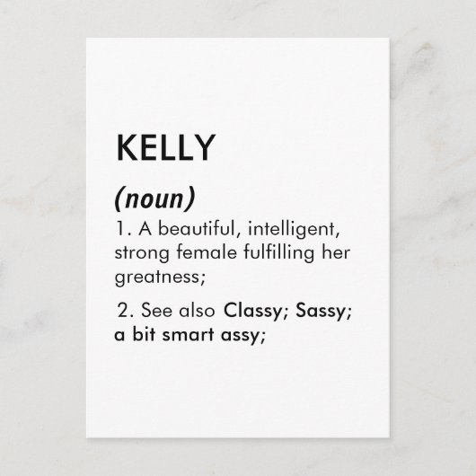Kelly naam, Bewerkbare naam, Aangepaste naam Briefkaart (Voorkant)