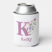Kelly Naam met een bloemendesign Blikjeskoeler (Blikje Achterkant)