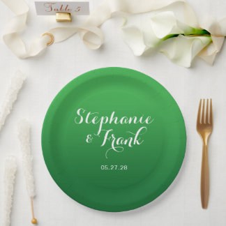 Kelly naar Forest Green Gradient Wedding Papieren Bordje