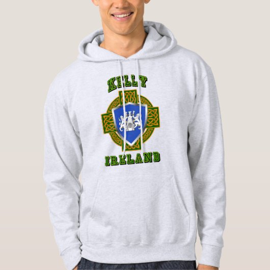 Kelly/O'Kelly Irish Shield w/Celtic Cross Hoodie (Voorkant)