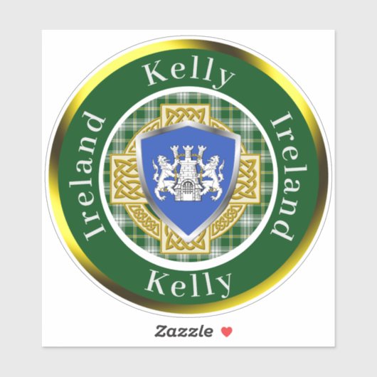 Kelly Shield & Celtic Cross gepersonaliseerd Sticker (Vel)