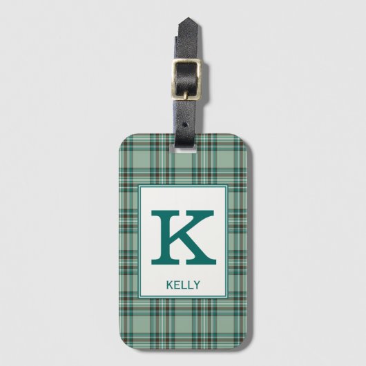 Kelly Tartan Mint Green Plaid Patroon Bagagelabel (Voorkant (verticaal))