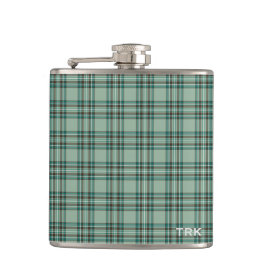 Kelly Tartan Monogram Mint Groen Plaid Heupfles