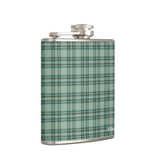 Kelly Tartan Monogram Mint Groen Plaid Heupfles (Rechts)