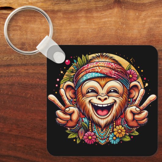 "Kelly the Chill Monkey" Aluminum Keychain (Voorkant)
