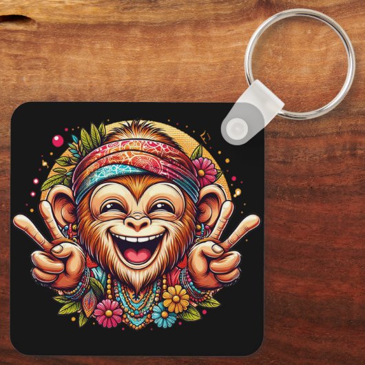 "Kelly the Chill Monkey" Aluminum Keychain (Achterkant)