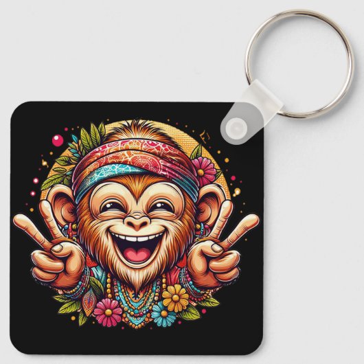 "Kelly the Chill Monkey" Aluminum Keychain (Achterkant)