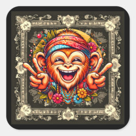 "Kelly the Chill Monkey Sticker" Vierkante Sticker