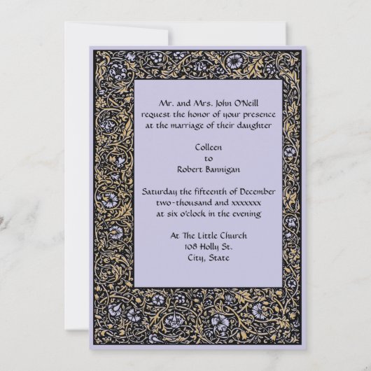  Kelmscott Floral huwelijksuitnodiging Kaart (Achterkant)