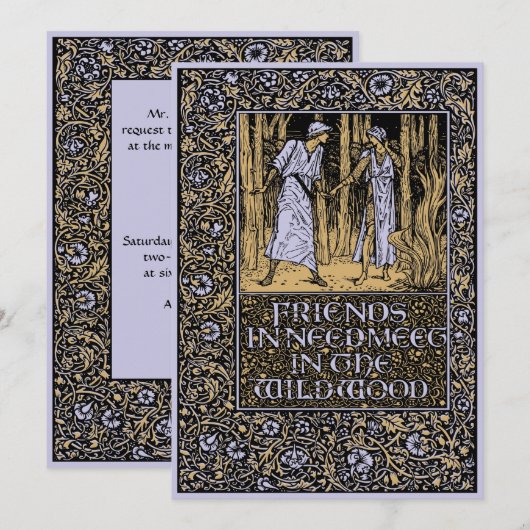  Kelmscott Floral huwelijksuitnodiging Kaart (Voorkant / Achterkant)