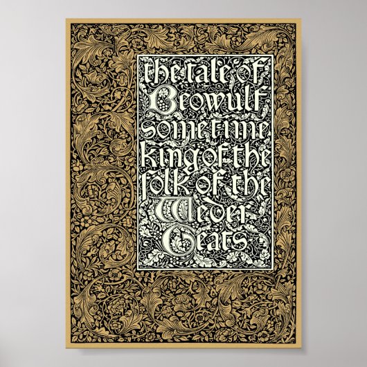  Kelmscott Press William Morris Beowulf Poster (Voorkant)