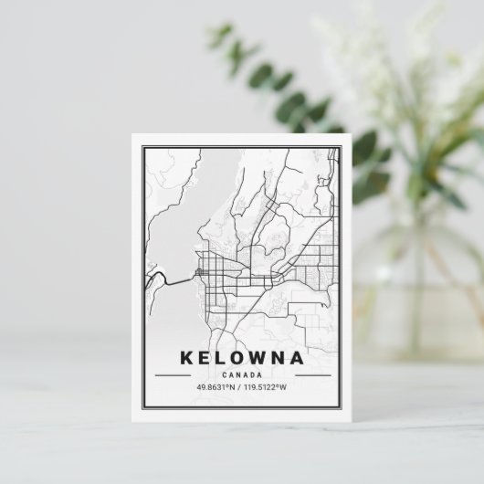Kelowna British Columbia Canada Travel City Map Briefkaart (Staand voorkant)