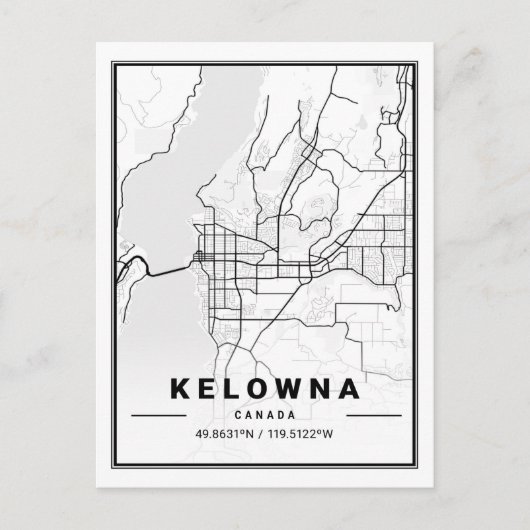 Kelowna British Columbia Canada Travel City Map Briefkaart (Voorkant)