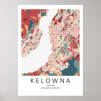 Kelowna British Columbia Kaart Poster | Moderne St