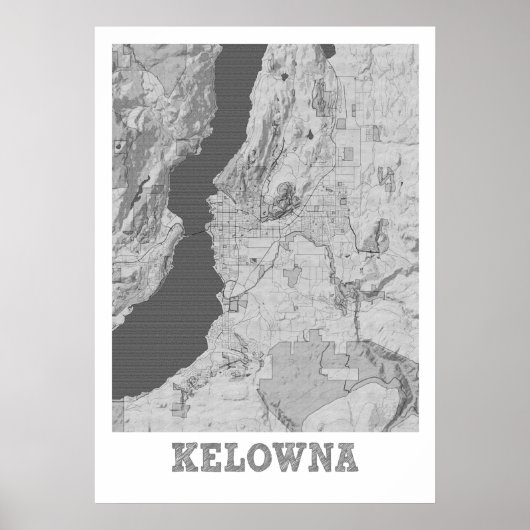 Kelowna - Canada Pencil City Map Poster (Voorkant)