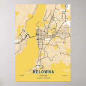 Kelowna - Canada Yellow City Map Poster (Voorkant)
