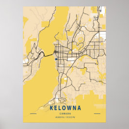 Kelowna - Canada Yellow City Map Poster