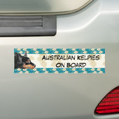 Kelpie Tan Leaves/Blauwgroen Floral Bumpersticker (Op auto)