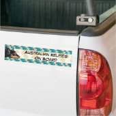 Kelpie Tan Leaves/Blauwgroen Floral Bumpersticker (Op Truck)