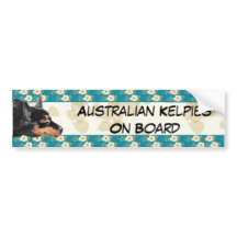 Kelpie Tan Leaves/Blauwgroen Floral Bumpersticker