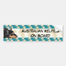 Kelpie Tan Leaves/Blauwgroen Floral Bumpersticker
