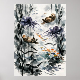 Kelpwoud Sumi-e Watercolor Kunst Poster