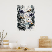 Kelpwoud Sumi-e Watercolor Kunst Poster (Keuken)
