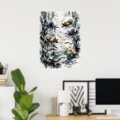 Kelpwoud Sumi-e Watercolor Kunst Poster (Thuiskantoor)