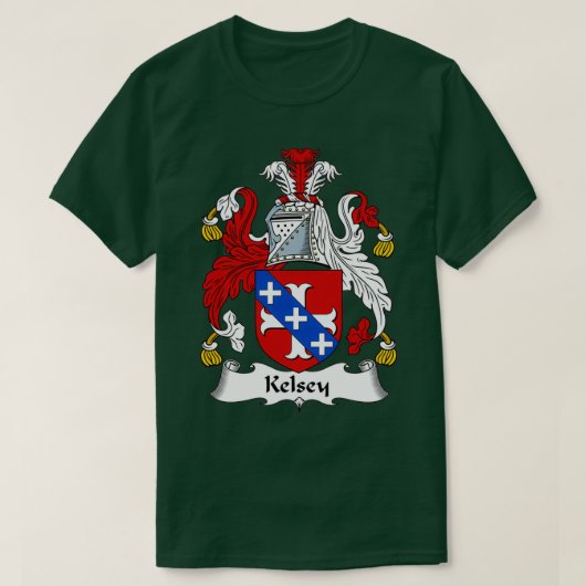 Kelsey Coat of Arms Family Crest T-shirt (Design voorkant)