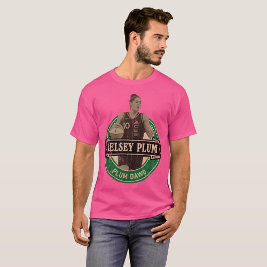 Kelsey Plum - Retro esthetische bierstijl T-shirt (Voorkant volledig)