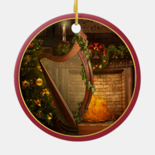 Keltic Harp kerstversiering Keramisch Ornament
