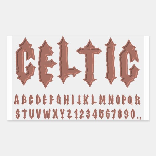Keltisch alfabet lettertype rechthoekige sticker (Voorkant)