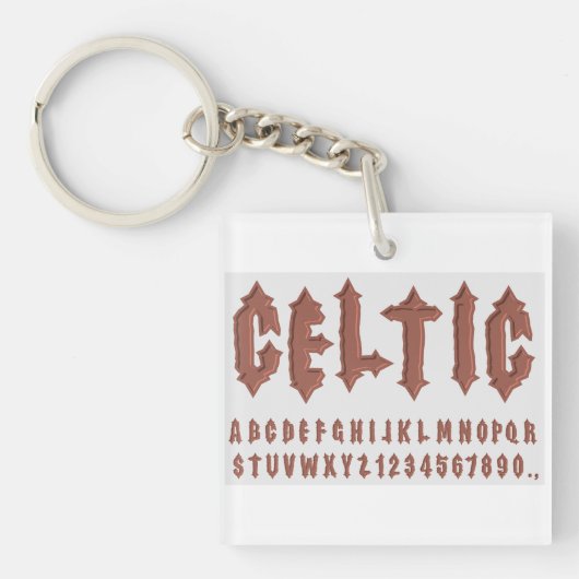 Keltisch alfabet lettertype sleutelhanger (Voorkant)