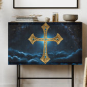 Keltisch blauw en goud kruis decoupage tissuepapier