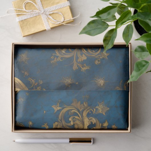 Keltisch blauw en goud kruis tissuepapier (Geschenk)