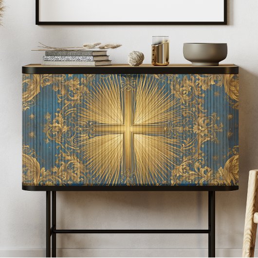 Keltisch blauw en goud kruis tissuepapier