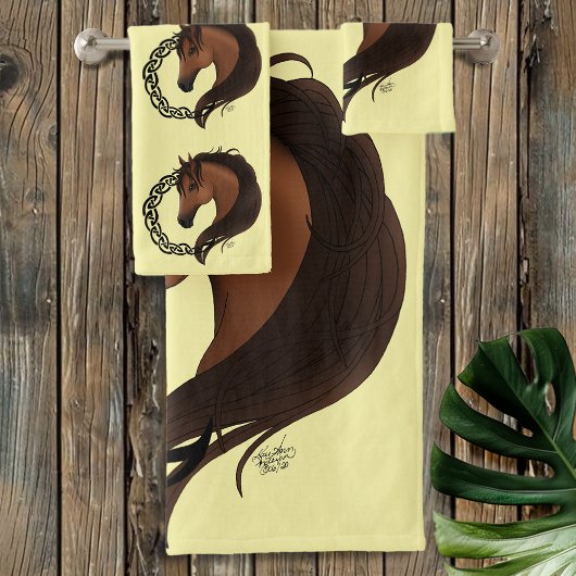 Keltisch bruin paard geel bad handdoek