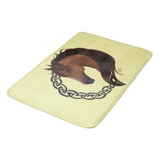 Keltisch bruin paard geel badmat (Gekanteld)