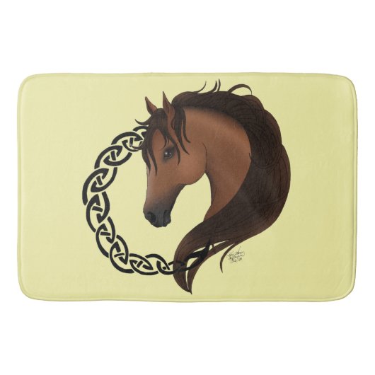 Keltisch bruin paard geel badmat (Voorkant)
