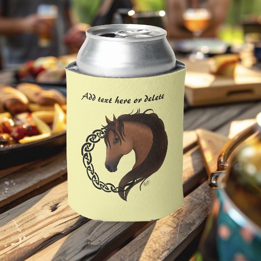 Keltisch bruin paard geel blikjeskoeler