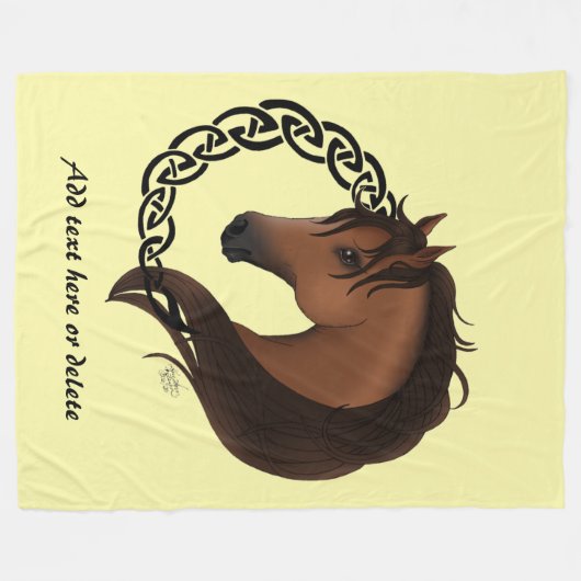 Keltisch bruin paard geel fleece deken (Voorkant (Horizontaal))