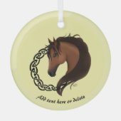 Keltisch bruin paard geel glas ornament (Voorkant)