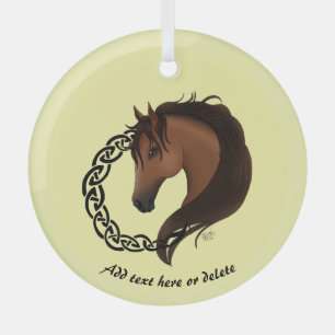 Keltisch bruin paard geel glas ornament
