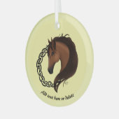 Keltisch bruin paard geel glas ornament (Voorkant links)