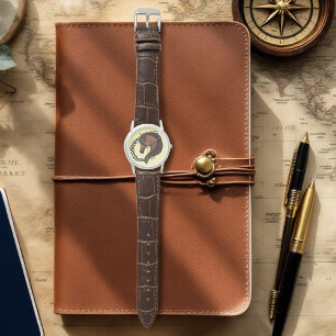 Keltisch bruin paard geel horloge