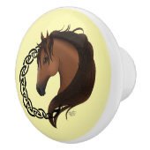 Keltisch bruin paard geel keramische knop (Rechts)